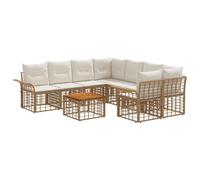 vidaXL Conjunto de sofás de Exterior 9 uds. Natural y Crema