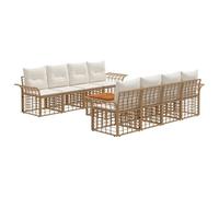 vidaXL Conjunto de sofás de Exterior 9 uds. Natural y Crema