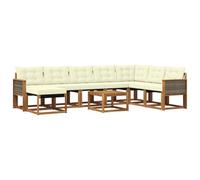 vidaXL Conjunto de sofás de Exterior 9 uds. Natural y Crema