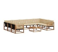 vidaXL Conjunto de sofás de Exterior con cojín 10 pcs Natural y Beige, Sofá Exterior, Mueble Modular Moderno para jardín, Lounge Duradero y Asientos de terraza para Relajarse