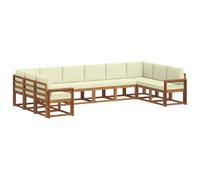 vidaXL Conjunto de sofás de Exterior con cojín 10 pcs Natural y Crema, Sofá Seccional Moderno para Jardín, Conjunto de Sofá Duradero para Patio, Asientos Flexibles para Relajación en el Jardín