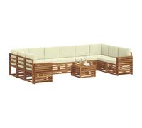 vidaXL Conjunto de sofás de Exterior con cojín 11 pcs Natural y Crema, Sofá Moderno para Exteriores, Mueble seccional, Duradero, Ideal para Patio y terraza