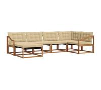vidaXL Conjunto de sofás de Exterior con cojín 18 pcs Natural y Beige, Conjunto de Sofás de Jardín, Muebles Modernos, Resistente al Clima, Madera Acacia, Fáciles de Limpiar para el Patio