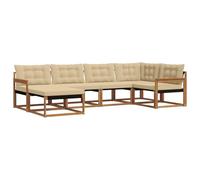 vidaXL Conjunto de sofás de Exterior con cojín 18 pcs Natural y Beige, Conjunto de Sofás de Jardín, Muebles Modernos, Resistente al Clima, Madera Acacia, Fáciles de Limpiar para el Patio