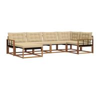 vidaXL Conjunto de sofás de Exterior con cojín 18 pcs Natural y Beige, Conjunto de Sofás de Jardín, Muebles Modernos, Resistente al Clima, Madera Acacia, Fáciles de Limpiar para el Patio