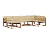 vidaXL Conjunto de sofás de Exterior con cojín 18 pcs Natural y Beige, Conjunto de Sofás de Jardín, Muebles Modernos, Resistente al Clima, Madera Acacia, Fáciles de Limpiar para el Patio