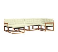 vidaXL Conjunto de sofás de Exterior con cojín 18 pcs Natural y Crema, Conjunto de Sofás de Jardín, Muebles Modernos, Resistente al Clima, Madera Acacia, Fáciles de Limpiar para el Patio