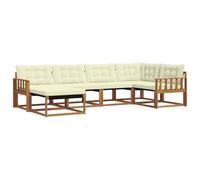 vidaXL Conjunto de sofás de Exterior con cojín 18 pcs Natural y Crema, Conjunto de Sofás de Jardín, Muebles Modernos, Resistente al Clima, Madera Acacia, Fáciles de Limpiar para el Patio