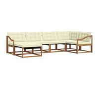 vidaXL Conjunto de sofás de Exterior con cojín 18 pcs Natural y Crema, Conjunto de Sofás de Jardín, Muebles Modernos, Resistente al Clima, Madera Acacia, Fáciles de Limpiar para el Patio