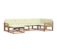 vidaXL Conjunto de sofás de Exterior con cojín 18 pcs Natural y Crema, Conjunto de Sofás de Jardín, Muebles Modernos, Resistente al Clima, Madera Acacia, Fáciles de Limpiar para el Patio