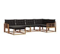vidaXL Conjunto de sofás de Exterior con cojín 18 pcs Natural y Negro, Conjunto de Sofás de Jardín, Muebles Modernos, Resistente al Clima, Madera Acacia, Fáciles de Limpiar para el Patio