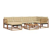 vidaXL Conjunto de sofás de Exterior con cojín 19 pcs Natural y Beige, Sofá de jardín Moderno, Mueble Exterior Resistente, cómodo para la terraza, Marco de Acacia a Prueba de Clima