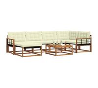 vidaXL Conjunto de sofás de Exterior con cojín 19 pcs Natural y Crema, Conjunto Sofás Jardín Moderno, Mobiliario Exterior Duradero, Asientos Elegantes y Cojines Resistentes al Clima