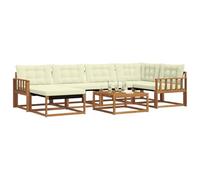 vidaXL Conjunto de sofás de Exterior con cojín 19 pcs Natural y Crema, Conjunto Sofás Jardín Moderno, Mobiliario Exterior Duradero, Asientos Elegantes y Cojines Resistentes al Clima