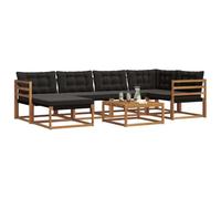 vidaXL Conjunto de sofás de Exterior con cojín 19 pcs Natural y Negro, Sofá de jardín Moderno, Mueble Exterior Resistente, cómodo para la terraza, Marco de Acacia a Prueba de Clima
