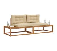 vidaXL Conjunto de sofás de Exterior con cojín 2 Pieza Natural y Beige, Sofá Exterior Moderno, Mueble de jardín Duradero, sofá Modular, Asientos Flexibles para el Patio