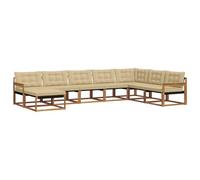 vidaXL Conjunto de sofás de Exterior con cojín 24 pcs Natural y Beige, Juego de sofás para jardín, Muebles Modernos, Asientos cómodos para terraza, diseño Estiloso en Madera de Acacia