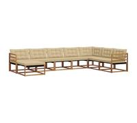 vidaXL Conjunto de sofás de Exterior con cojín 24 pcs Natural y Beige, Juego de sofás para jardín, Muebles Modernos, Asientos cómodos para terraza, diseño Estiloso en Madera de Acacia