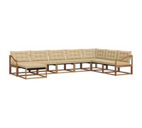 vidaXL Conjunto de sofás de Exterior con cojín 24 pcs Natural y Beige, Juego de sofás para jardín, Muebles Modernos, Asientos cómodos para terraza, diseño Estiloso en Madera de Acacia