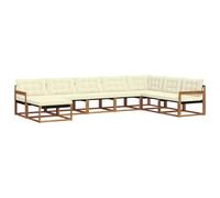 vidaXL Conjunto de sofás de Exterior con cojín 24 pcs Natural y Crema, Juego de sofás para jardín, Muebles Modernos, Asientos cómodos para terraza, diseño Estiloso en Madera de Acacia