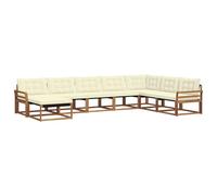 vidaXL Conjunto de sofás de Exterior con cojín 24 pcs Natural y Crema, Juego de sofás para jardín, Muebles Modernos, Asientos cómodos para terraza, diseño Estiloso en Madera de Acacia