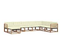 vidaXL Conjunto de sofás de Exterior con cojín 24 pcs Natural y Crema, Juego de sofás para jardín, Muebles Modernos, Asientos cómodos para terraza, diseño Estiloso en Madera de Acacia