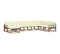 vidaXL Conjunto de sofás de Exterior con cojín 24 pcs Natural y Crema, Juego de sofás para jardín, Muebles Modernos, Asientos cómodos para terraza, diseño Estiloso en Madera de Acacia