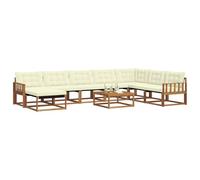 vidaXL Conjunto de sofás de Exterior con cojín 25 pcs Natural y Crema, Conjunto de Sofás Modernos para Exterior, Mueble Duradero, Cómoda Terraza para Relajarse