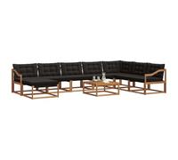 vidaXL Conjunto de sofás de Exterior con cojín 25 pcs Natural y Negro, Conjunto de Sofás Modernos para Exterior, Mueble Duradero, Cómoda Terraza para Relajarse