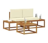 vidaXL Conjunto de sofás de Exterior con cojín 3 pcs Natural, Sofá Seccional de Jardín, Conjunto de Asientos Modernos para Exteriores, Mobiliario de Patio Duradero, Muebles de Terraza Cómodos para Re