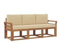 vidaXL Conjunto de sofás de Exterior con cojín 3 pcs Natural y Beige, Jardín, Diseño Moderno, Sofá seccional Duradero, Conjunto de Muebles de Exterior para Patio, Área de Descanso en terraza