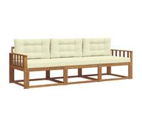 vidaXL Conjunto de sofás de Exterior con cojín 3 pcs Natural y Crema, Conjunto de sofá de Acacia, Muebles Modernos de jardín, seccional Flexible para terraza, Muebles Resistentes al Clima