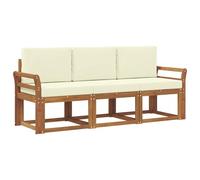 vidaXL Conjunto de sofás de Exterior con cojín 3 pcs Natural y Crema, Jardín, Diseño Moderno, Sofá seccional Duradero, Conjunto de Muebles de Exterior para Patio, Área de Descanso en terraza