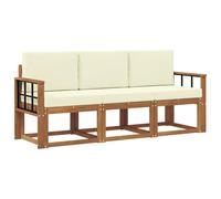 vidaXL Conjunto de sofás de Exterior con cojín 3 pcs Natural y Crema, Jardín, Diseño Moderno, Sofá seccional Duradero, Conjunto de Muebles de Exterior para Patio, Área de Descanso en terraza