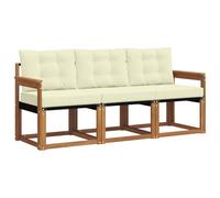 vidaXL Conjunto de sofás de Exterior con cojín 3 pcs Natural y Crema, Sofá seccional Moderno para Exteriores, Muebles duraderos de jardín para Patio, terraza y Comodidad