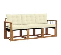 vidaXL Conjunto de sofás de Exterior con cojín 3 pcs Natural y Crema, Sofá seccional Moderno para Exteriores, Muebles duraderos de jardín para Patio, terraza y Comodidad