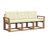 vidaXL Conjunto de sofás de Exterior con cojín 3 pcs Natural y Crema, Sofá seccional Moderno para Exteriores, Muebles duraderos de jardín para Patio, terraza y Comodidad