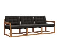 vidaXL Conjunto de sofás de Exterior con cojín 3 pcs Natural y Negro, Sofá Modular Moderno para Exteriores, Muebles de jardín Resistentes, Set de Patio, Asientos en terraza