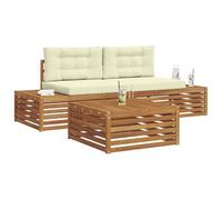 vidaXL Conjunto de sofás de Exterior con cojín 3 Pieza Natural y Crema, Sofá Moderno para jardín, Conjunto seccional Elegante, Asientos duraderos, Muebles relajarte