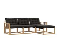 vidaXL Conjunto de sofás de Exterior con cojín 4 pcs Blanco y Negro, Sofá de jardín, Moderno y seccional, Asiento Duradero para Exteriores, Set de terraza cómodo