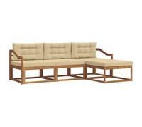 vidaXL Conjunto de sofás de Exterior con cojín 4 pcs Natural y Beige, Conjunto de salón Moderno para Exterior, Sofá de jardín cómodo, Asientos seccionales de Patio