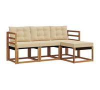 vidaXL Conjunto de sofás de Exterior con cojín 4 pcs Natural y Beige, Sofá de Exterior, Moderno y seccional, Muebles duraderos, Asiento de terraza, Juego de Confort para Patio