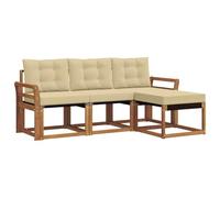 vidaXL Conjunto de sofás de Exterior con cojín 4 pcs Natural y Beige, Sofá de Exterior, Moderno y seccional, Muebles duraderos, Asiento de terraza, Juego de Confort para Patio