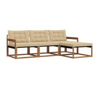 vidaXL Conjunto de sofás de Exterior con cojín 4 pcs Natural y Beige, Sofá de jardín, Moderno y seccional, Asiento Duradero para Exteriores, Set de terraza cómodo