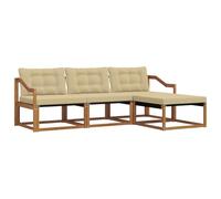 vidaXL Conjunto de sofás de Exterior con cojín 4 pcs Natural y Beige, Sofá de jardín, Moderno y seccional, Asiento Duradero para Exteriores, Set de terraza cómodo