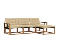 vidaXL Conjunto de sofás de Exterior con cojín 4 pcs Natural y Beige, Sofá de jardín, Moderno y seccional, Asiento Duradero para Exteriores, Set de terraza cómodo