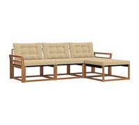 vidaXL Conjunto de sofás de Exterior con cojín 4 pcs Natural y Beige, Sofá de jardín, Moderno y seccional, Asiento Duradero para Exteriores, Set de terraza cómodo