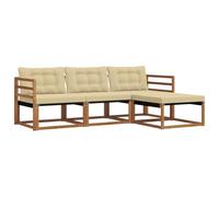 vidaXL Conjunto de sofás de Exterior con cojín 4 pcs Natural y Beige, Sofá de jardín, Moderno y seccional, Asiento Duradero para Exteriores, Set de terraza cómodo