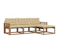 vidaXL Conjunto de sofás de Exterior con cojín 4 pcs Natural y Beige, Sofá de jardín, Moderno y seccional, Asiento Duradero para Exteriores, Set de terraza cómodo