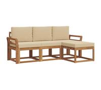 vidaXL Conjunto de sofás de Exterior con cojín 4 pcs Natural y Beige, Sofá Lounge de jardín, Conjunto de sofás Modernos para Exteriores, Muebles seccionales de Patio duraderos